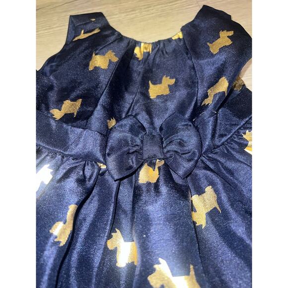 Scotty dog Navy and Gold baby girl Gymboree dress holiday size 18-24 months - Picture 3 of 5